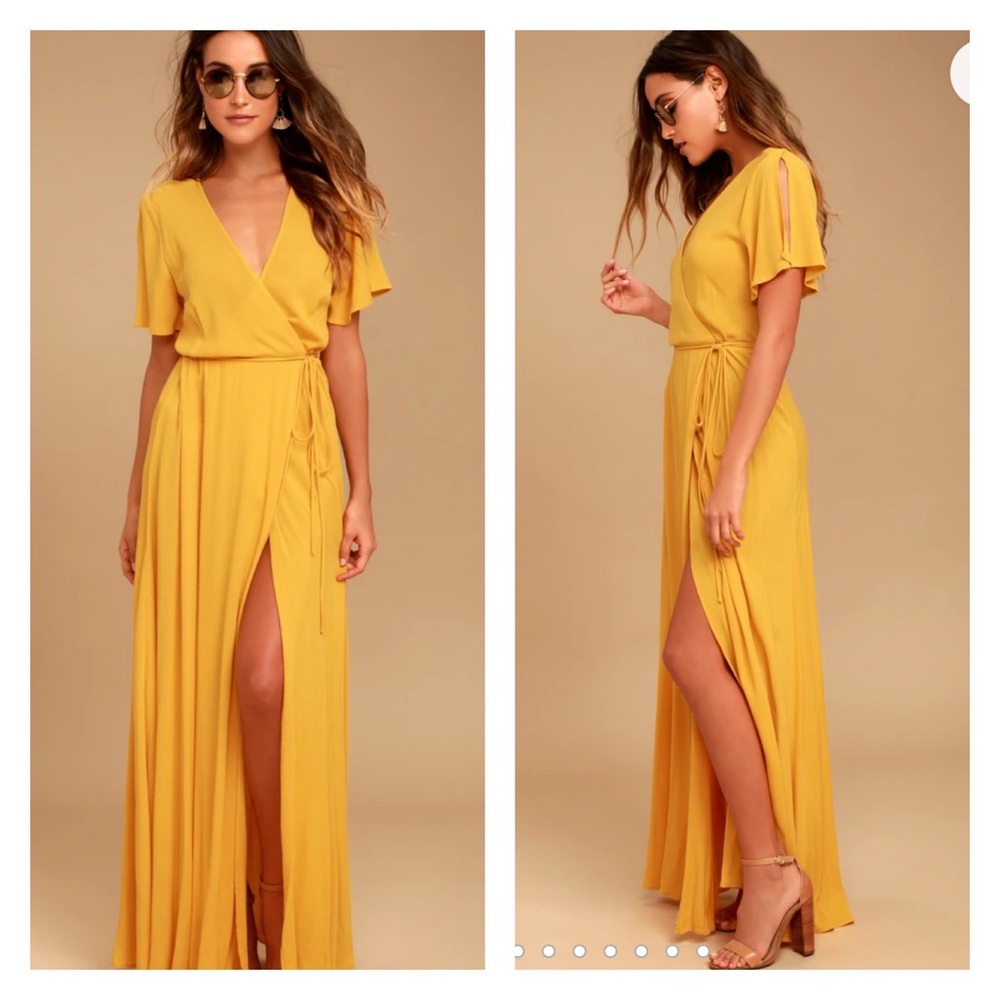 💛Yellow Lulus Wrap Dress💛